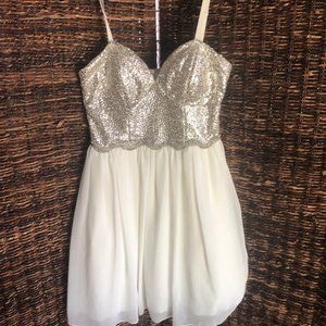 White Sequin Formal Cocktail Dress